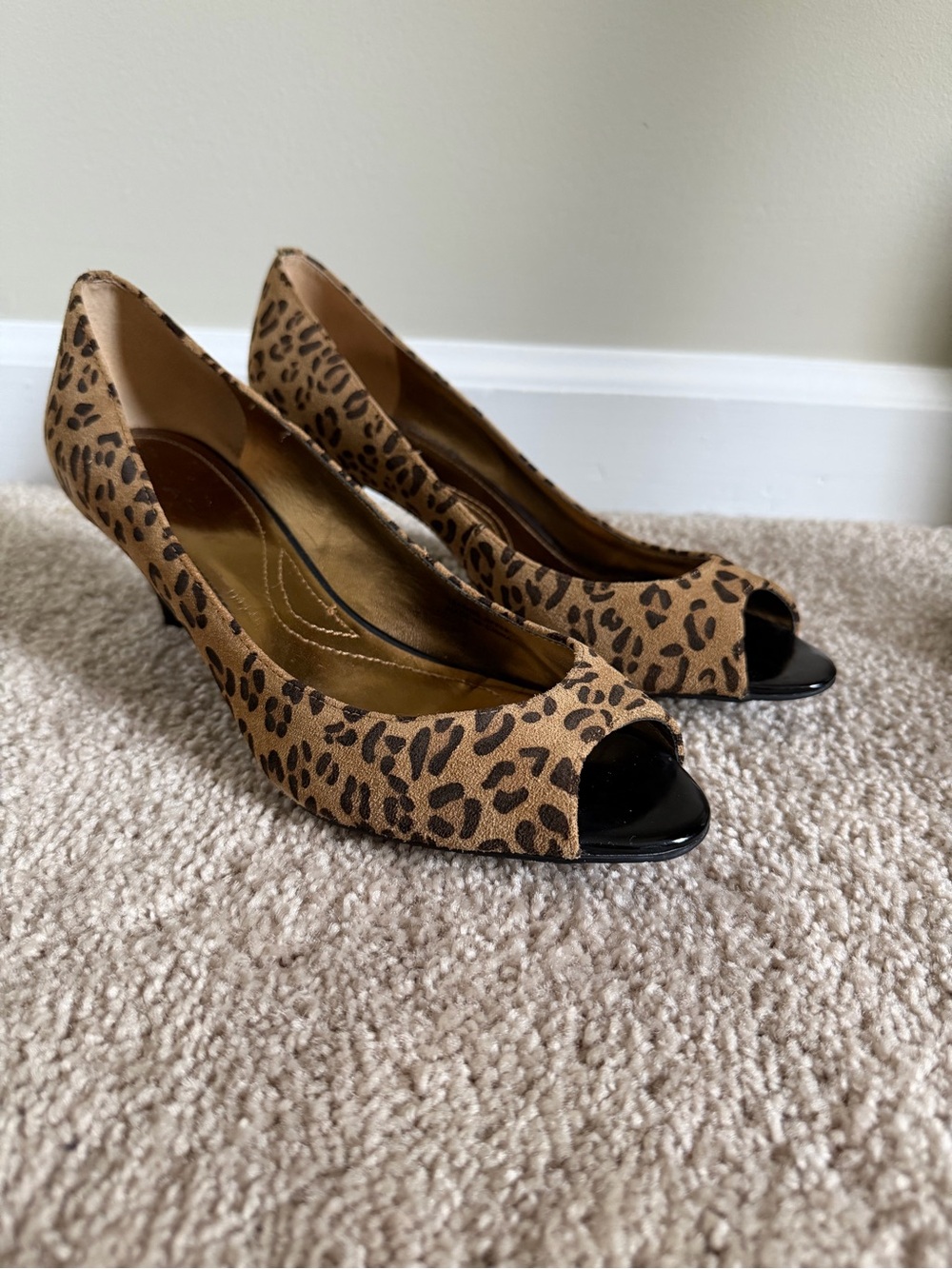 Tahari Leopard Print Peep-Toe Pumps - Brown